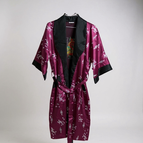 ROSE Just For You THAILAND Reversible Satin Dragon Robe M - Picture 2 of 9